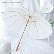 Customized Personalized Print Logo Environment Friendly White DuPont Paper Umbrella with Full Bamboo Frame